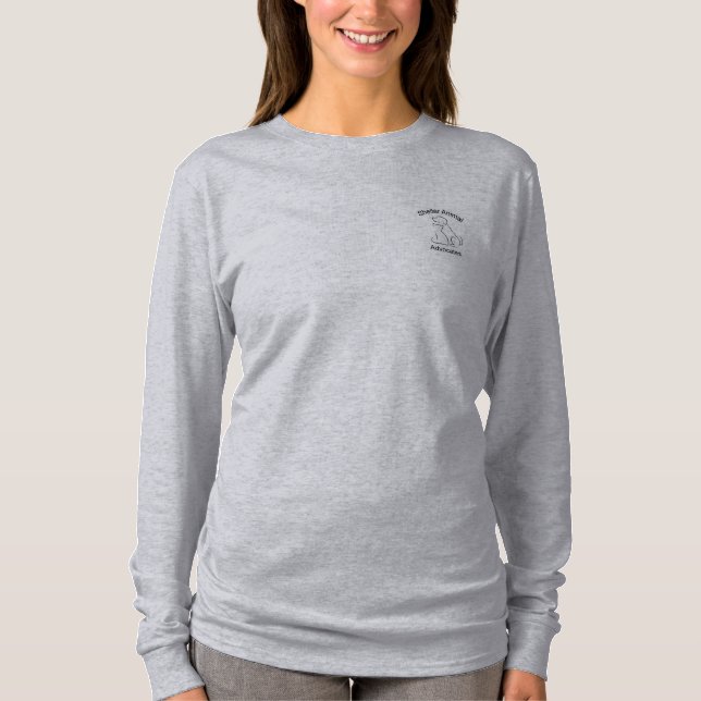 T-shirt de douille d'avocats d'animaux d'abri long (Devant)