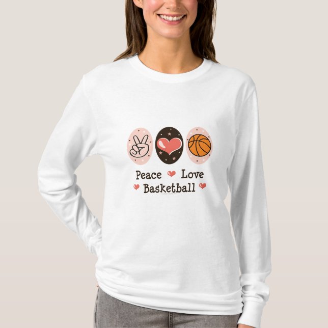 T-shirt de douille de basket-ball d'amour de paix (Devant)