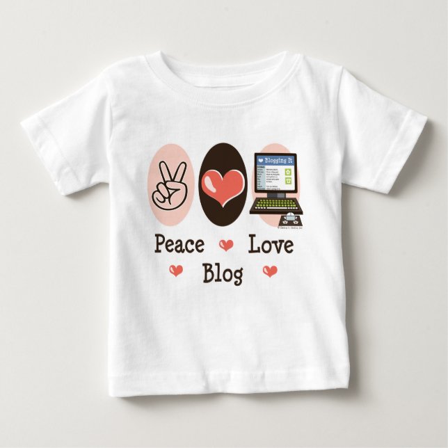 T-shirt de douille de bébé de blog d'amour de paix (Devant)
