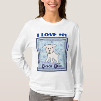 T-shirt de douille de chien de Bichon Frise long