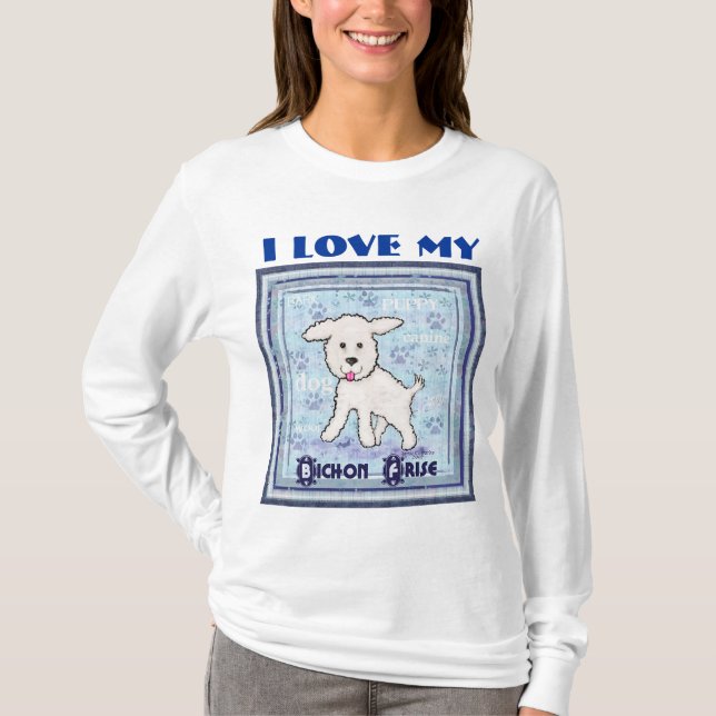 T-shirt de douille de chien de Bichon Frise long (Devant)