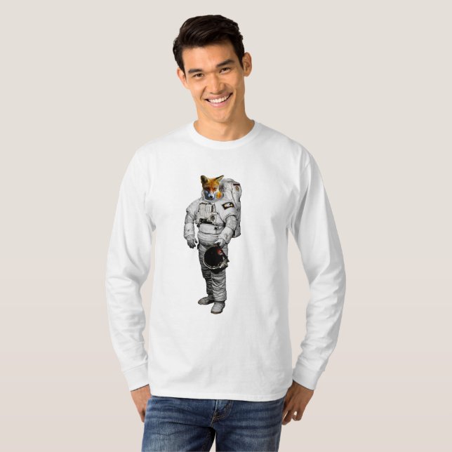 T-shirt de douille de Fox de l'espace long (Devant entier)