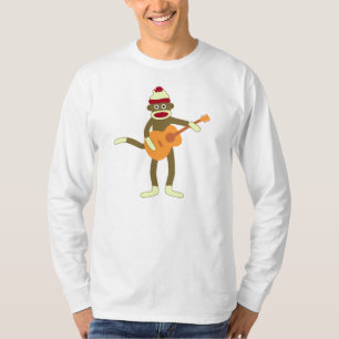 T-shirt de douille de guitare acoustique de singe