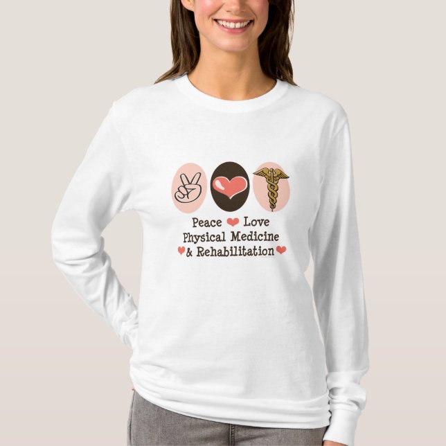 T-shirt de douille de l'amour PM&R de paix long (Devant)
