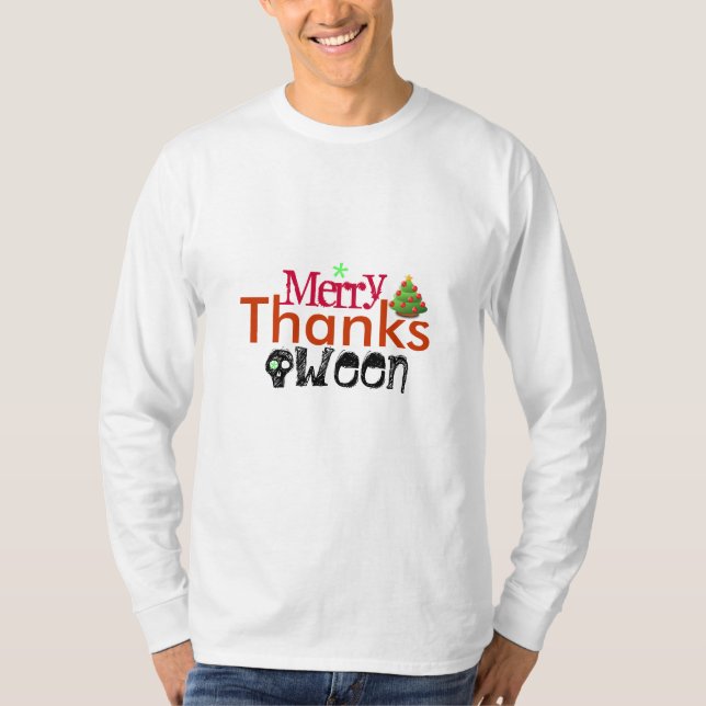T-shirt de douille de Mashup de vacances long (Devant)