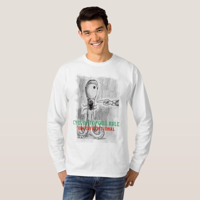 T-shirt de douille "de règle de Cycloptopods long" (Devant entier)