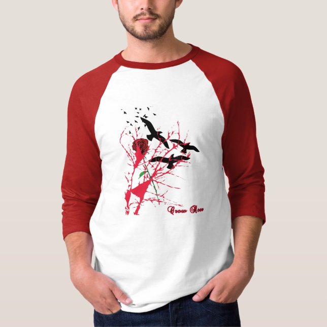 T-shirt De douille rose de corneille demi (Devant)