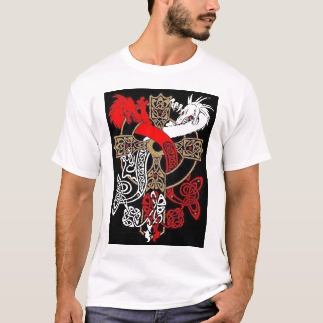T-shirt de dragon de croix celtique (Devant)
