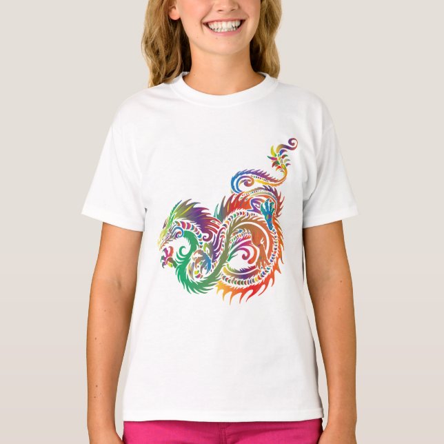 T-shirt de dragon de filles (Devant)
