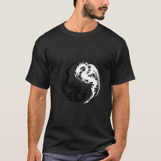 T-shirt de dragon de Yin Yang noir et blanc