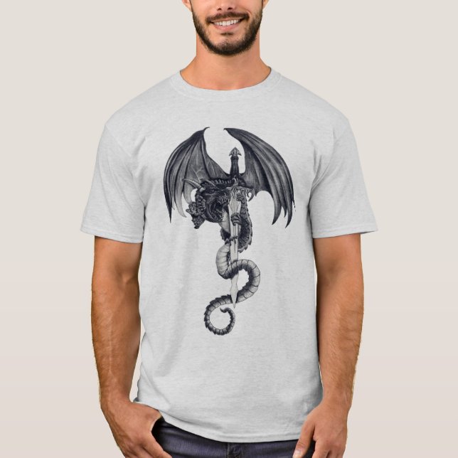 T-shirt de dragon et d'épée (Devant)