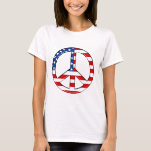 T-shirt de drapeau américain de signe de paix