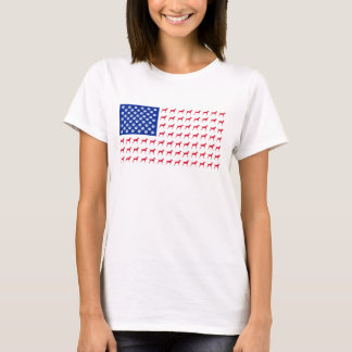 T-shirt de drapeau américain de Vizsla des femmes
