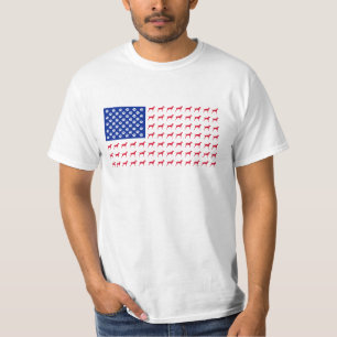 T-shirt de drapeau américain de Vizsla des hommes