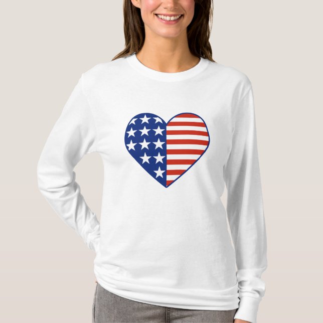 T-shirt de drapeau de coeur des Etats-Unis (Devant)