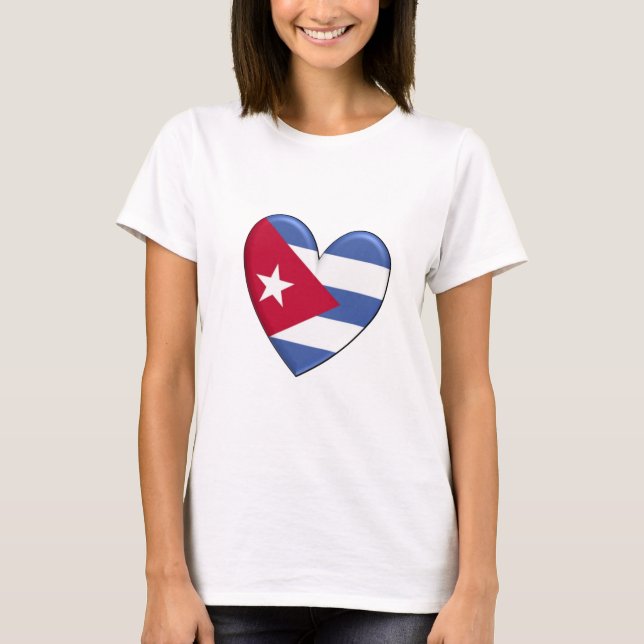 T-shirt de drapeau de coeur du Cuba (Devant)