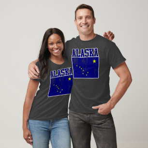 T-shirt de drapeau d'état de l'Alaska (affligé)