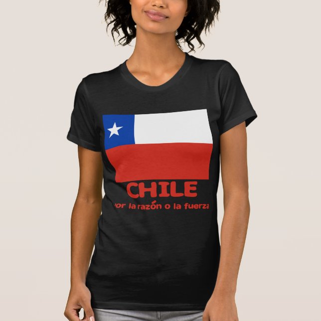 T-shirt de drapeau du Chili avec la devise (Devant)