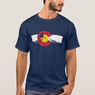 T-shirt de drapeau du Colorado - skieur -