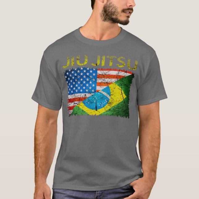 T-shirt de drapeaux de Jiu Jitsu de Brésilien (Devant)