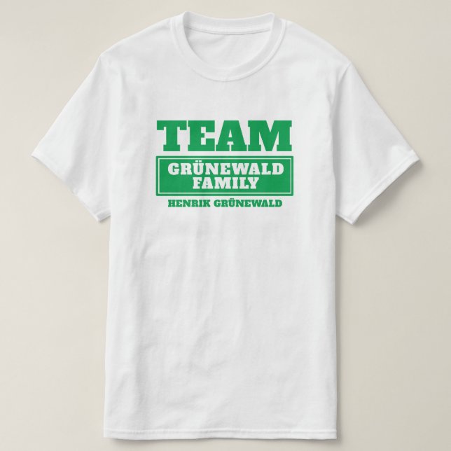 T-shirt de famille ou de groupe vert d'équipe (Design devant)