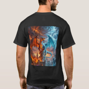 T-Shirt de fantasy avec dragon de feu et de glace
