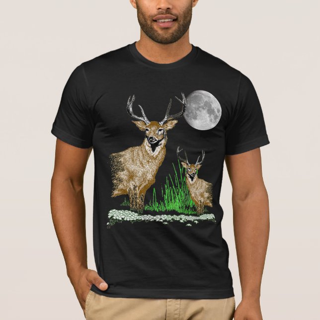 T-shirt de faune d'art de cerfs communs (Devant)