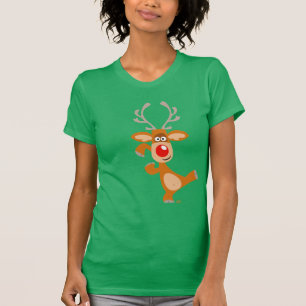 T-shirt de femmes de renne de Noël de bande