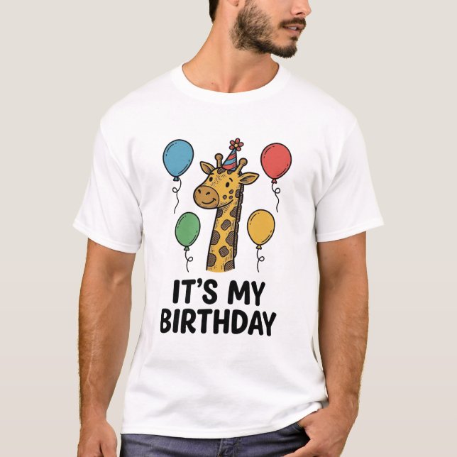 T-shirt de fête d'anniversaire de girafe mignon De (Devant)
