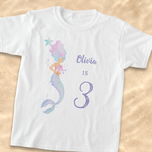 T-shirt de fête d'anniversaire de sirène mignonne  (Créateur téléchargé)