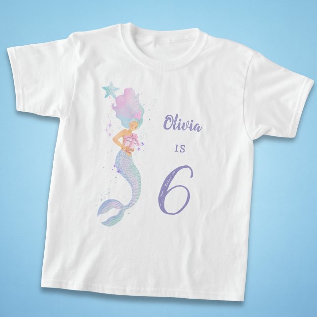 T-shirt de fête d'anniversaire de sirène mignonne  (Créateur téléchargé)