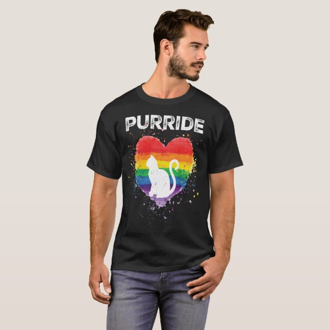 T-shirt de fierté de Lgbt - chat gai Purride (Devant entier)