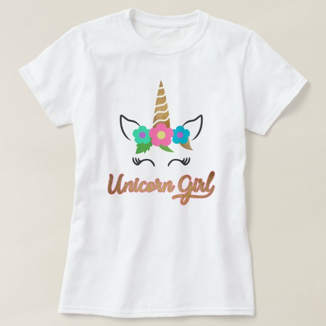 T-shirt de fille de licorne/T-shirt de licorne (Design devant)