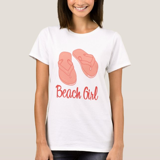 T-shirt de fille de plage (Devant)