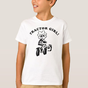 T-SHIRT DE FILLE DE TRACTEUR DE PELOUSE D'ENFANTS