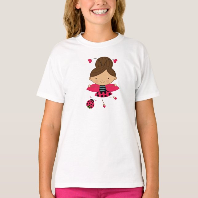 T-shirt de fille mignonne petite coccinelle (Devant)