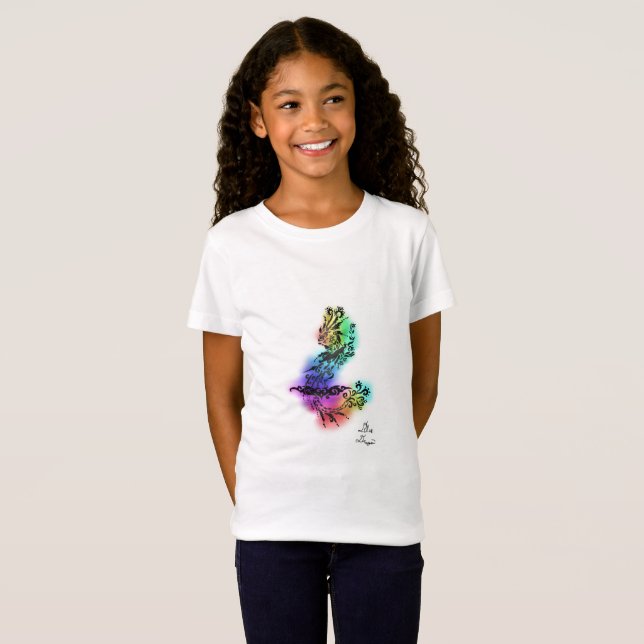 T-shirt de filles de dragon de tatouage (Devant entier)