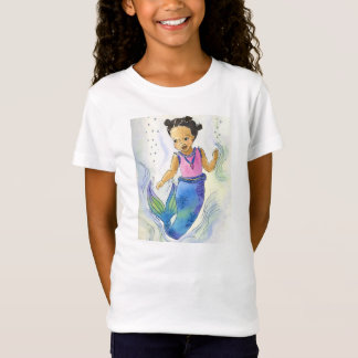 T-shirt de filles de sirène d'Afro-américain