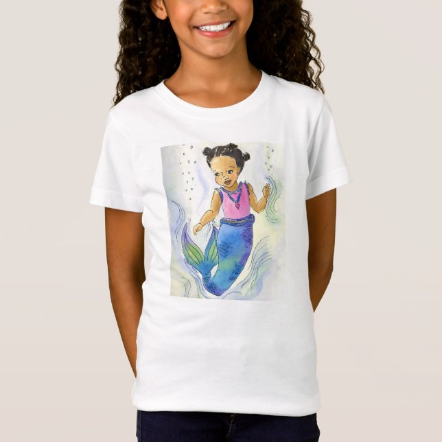 T-shirt de filles de sirène d'Afro-américain (Devant)