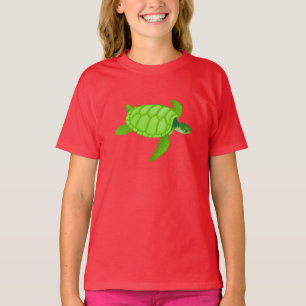 T-shirt de filles de tortue de mer verte