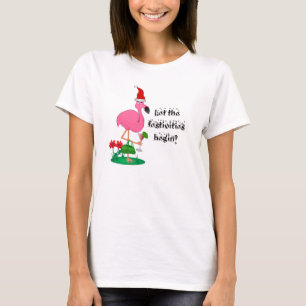 T-shirt de Flamant rose de Noël