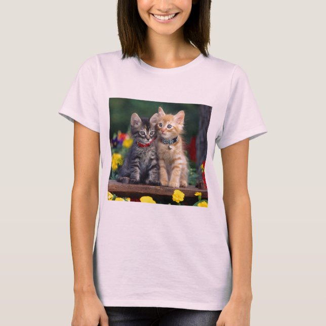 T-shirt de fleur de Mignon-Chaton (Devant)