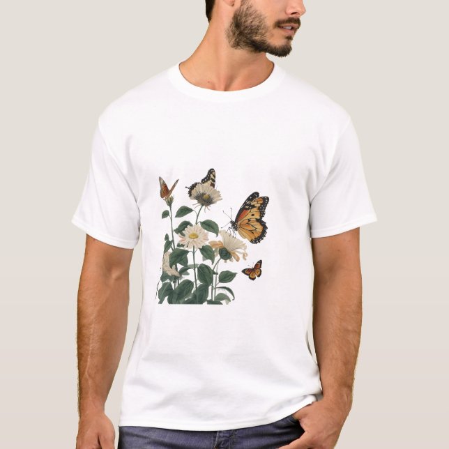 T-shirt 🌷 de fleurs de papillon (Devant)
