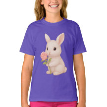 T-Shirt De Fleurs Portes De Lapin Mignonne