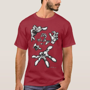 T-shirt de flottement surréaliste de mains
