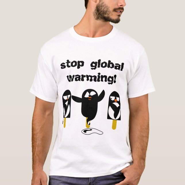 T-shirt de fonte de pingouin de glace contre le (Devant)