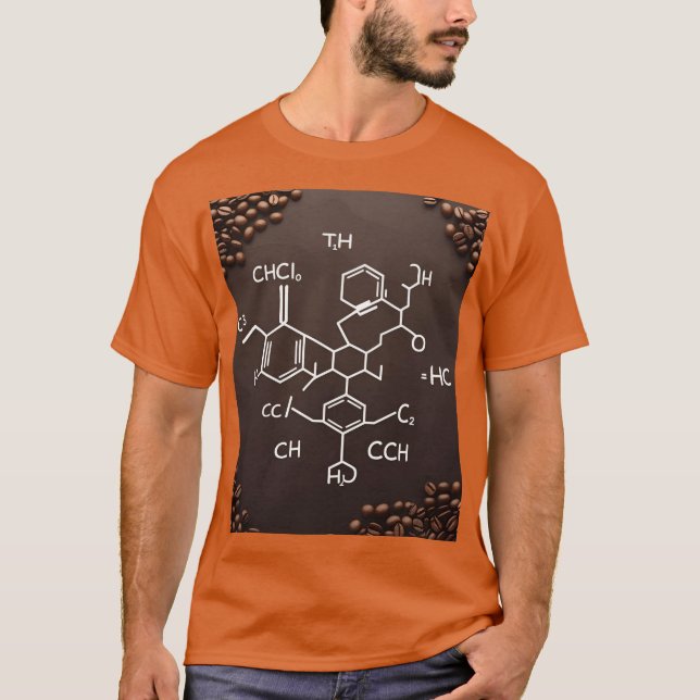 T-shirt de formule chimique de caféine : Scientifi (Devant)