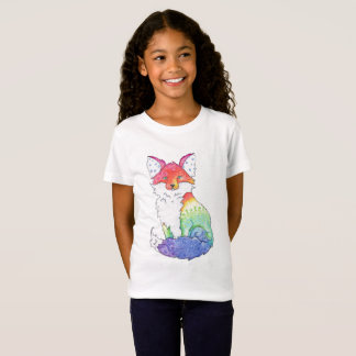 T-shirt de Fox d'arc-en-ciel de filles