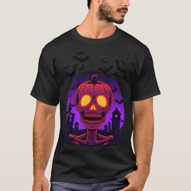 T-shirt 🎃 de fusion crânienne citrouille 💀 (Devant)