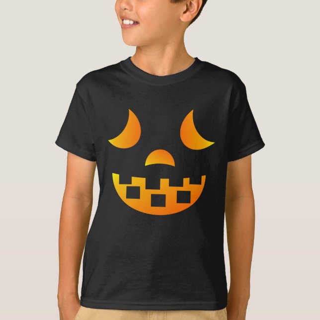 T-shirt de garçon à visage Jack-o-lanterne d'Hallo (Devant)
